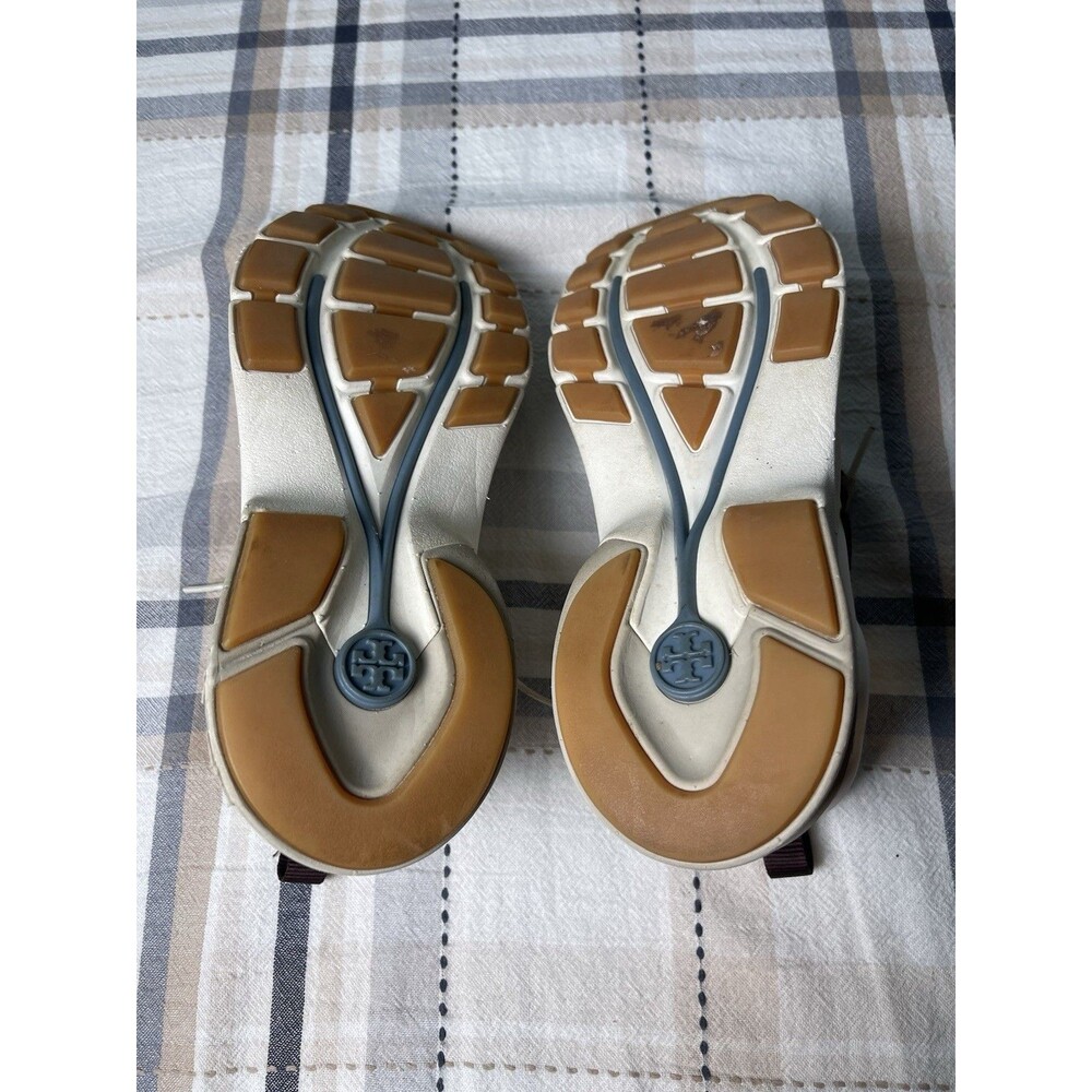 Tory Burch Good Luck Trainer Sneakers Cream Brown Suede Chunky Womens Size 8 - Picture 8 of 10